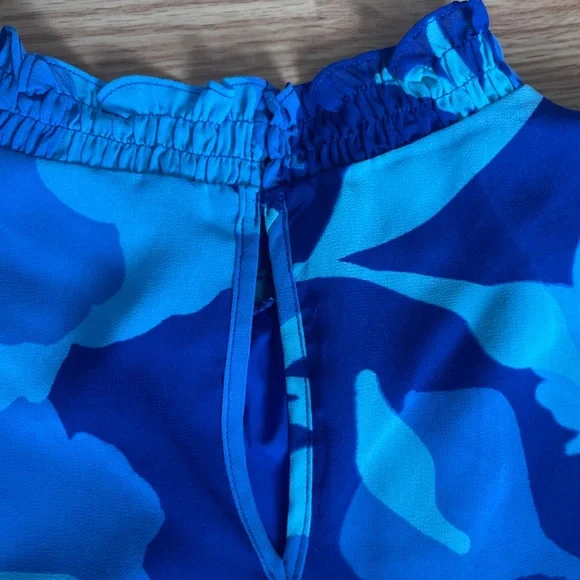 Sugarlips Algeria Floral Benna Mock Neck Ruffle Blouse / Top Size Large - Picture 9 of 9